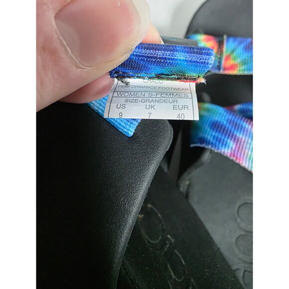 Women's 9 Chaco Chillos Slide Sandals Rainbow tie-dye Loungewear Casual Boho - Picture 8 of 8